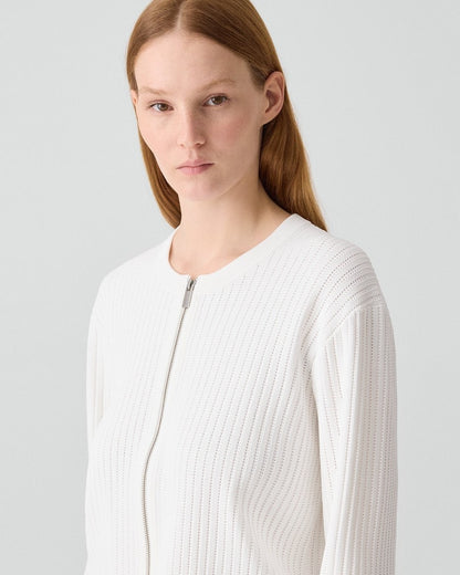 Pointelle Cardigan in Crepe Knit
