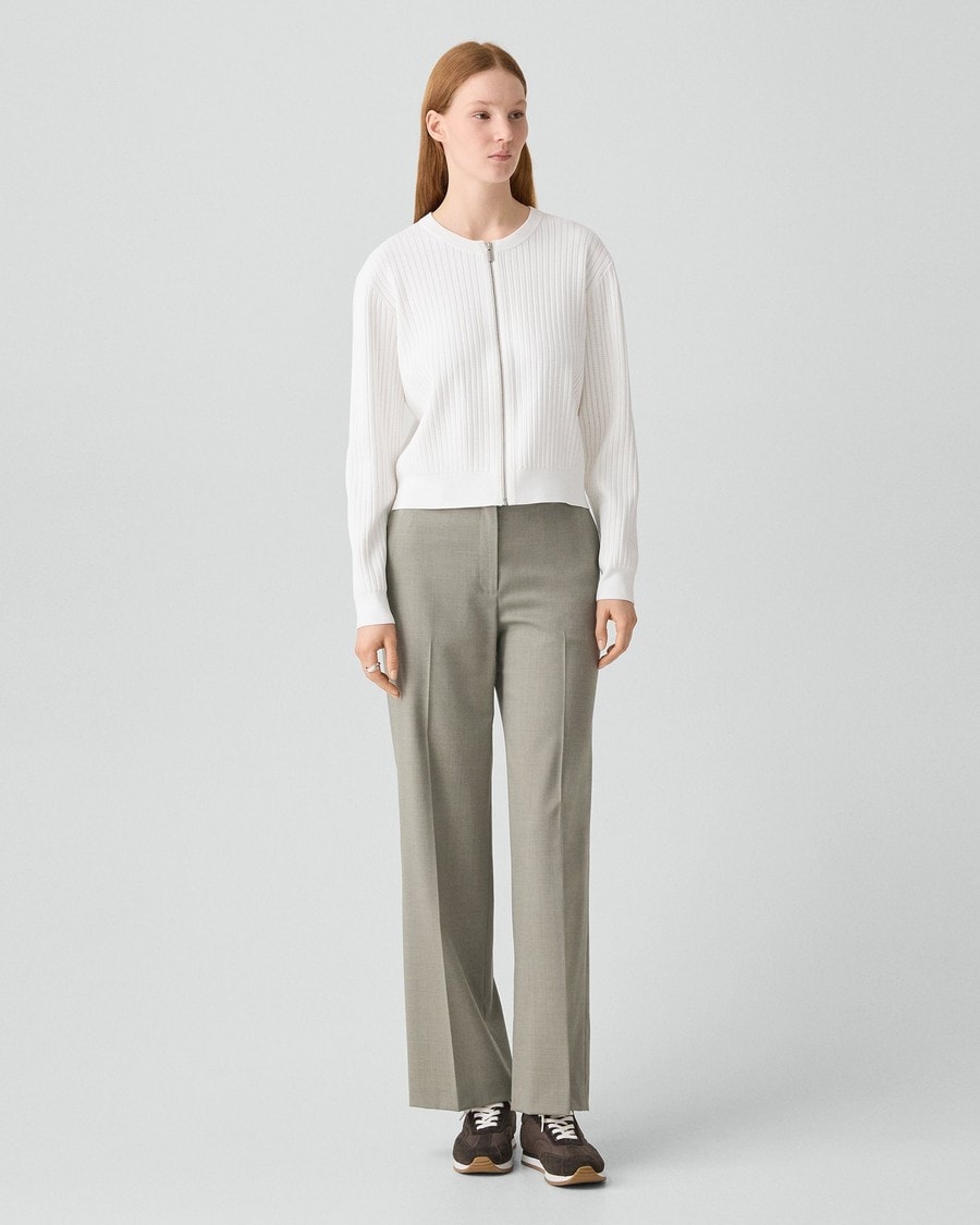 Pointelle Cardigan in Crepe Knit