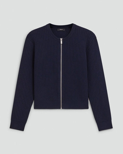 Pointelle Cardigan in Crepe Knit