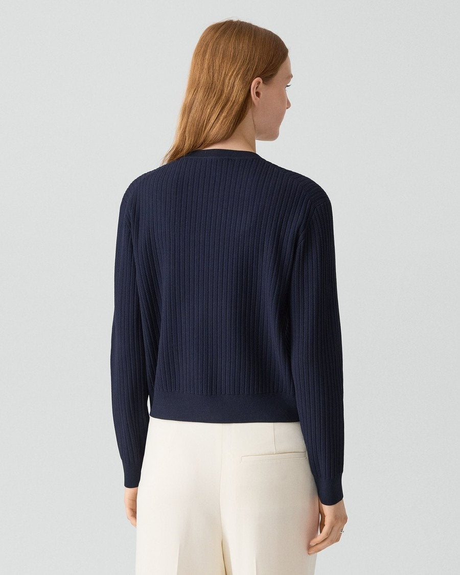 Pointelle Cardigan in Crepe Knit
