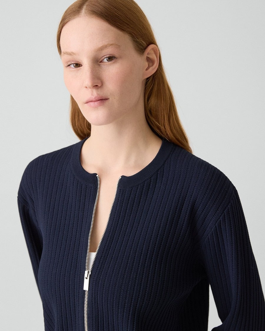 Pointelle Cardigan in Crepe Knit