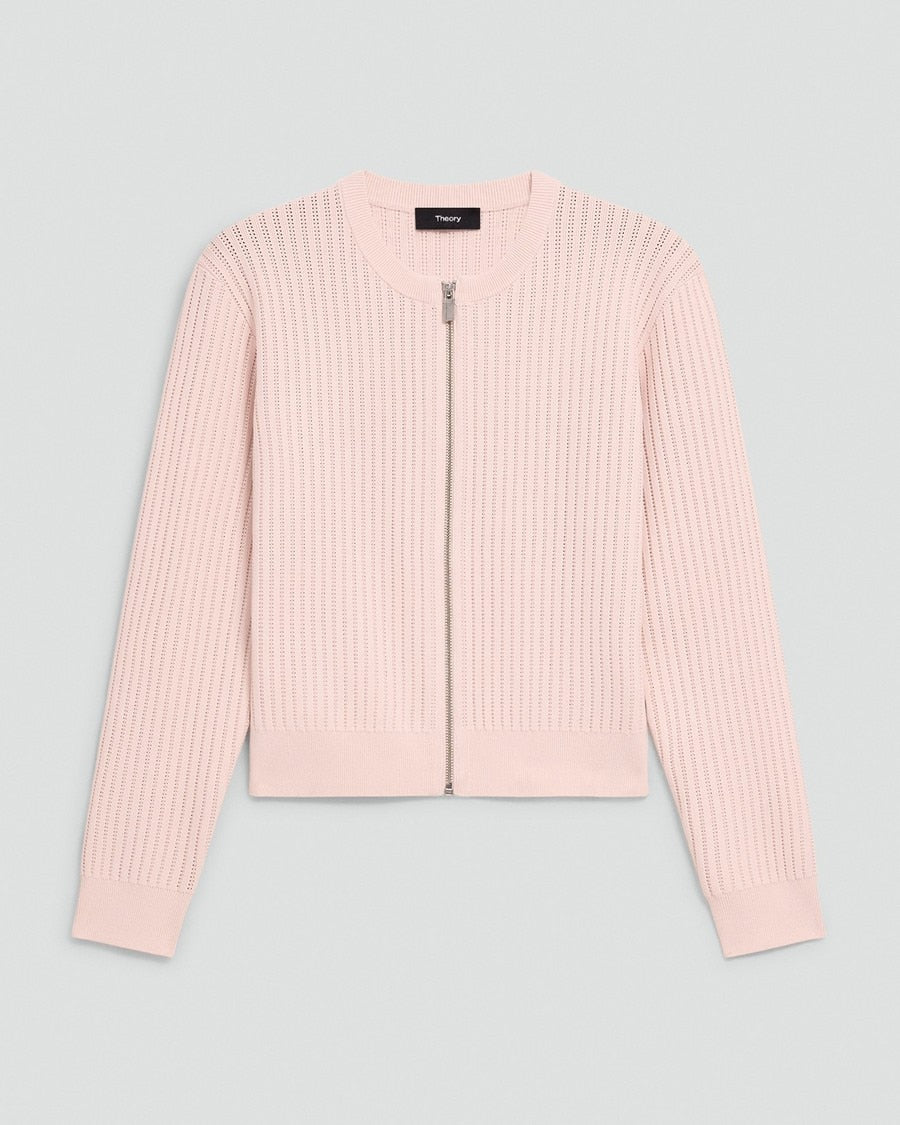Pointelle Cardigan in Crepe Knit