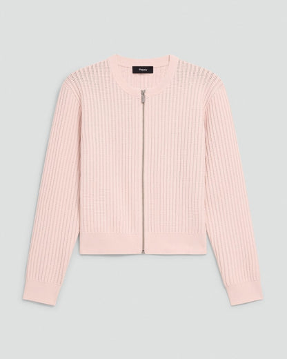 Pointelle Cardigan in Crepe Knit