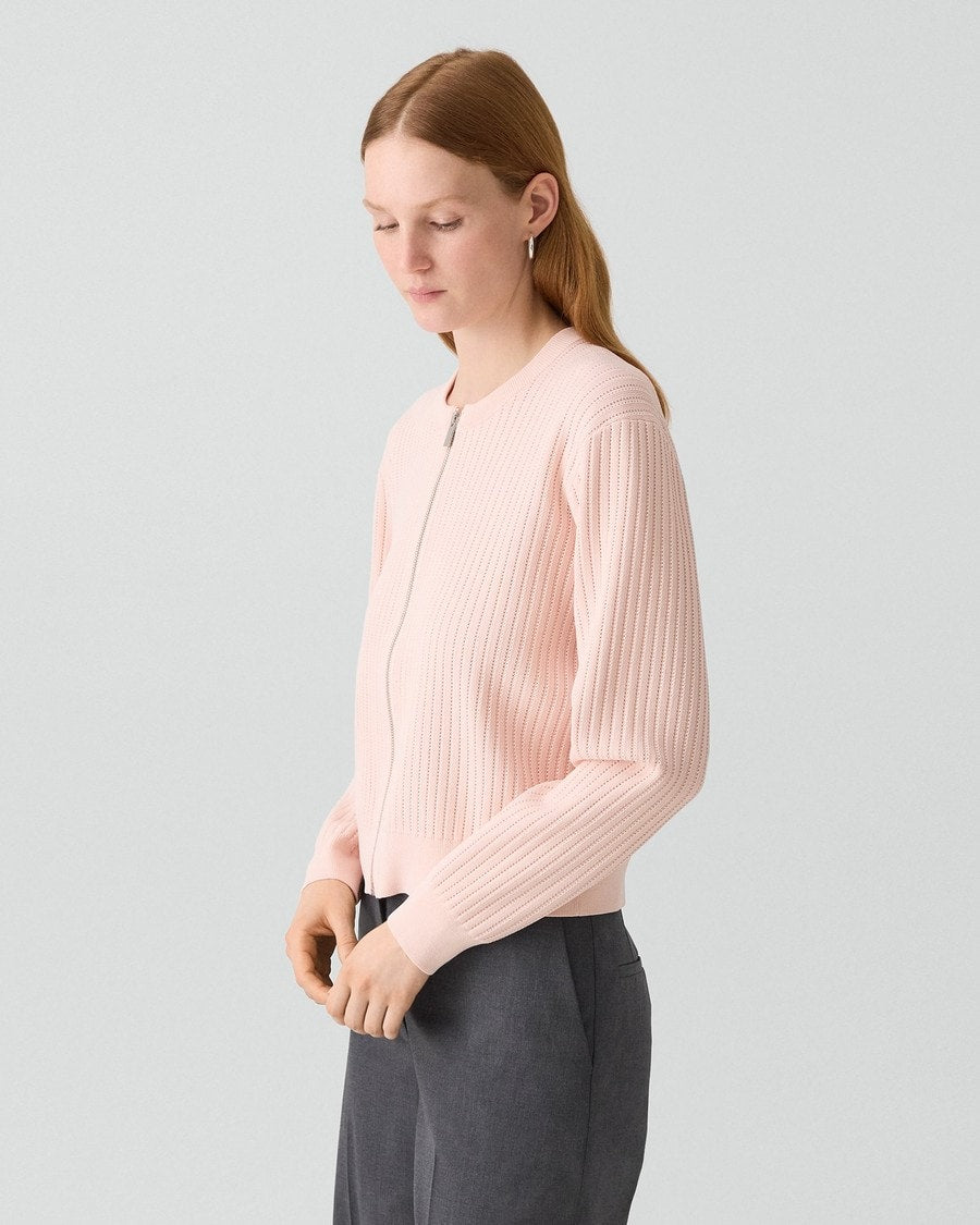 Pointelle Cardigan in Crepe Knit