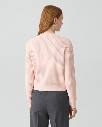 Pointelle Cardigan in Crepe Knit