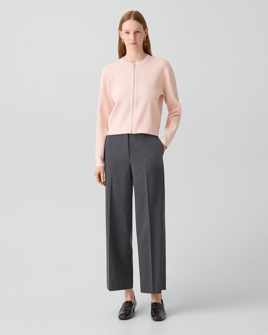 Pointelle Cardigan in Crepe Knit