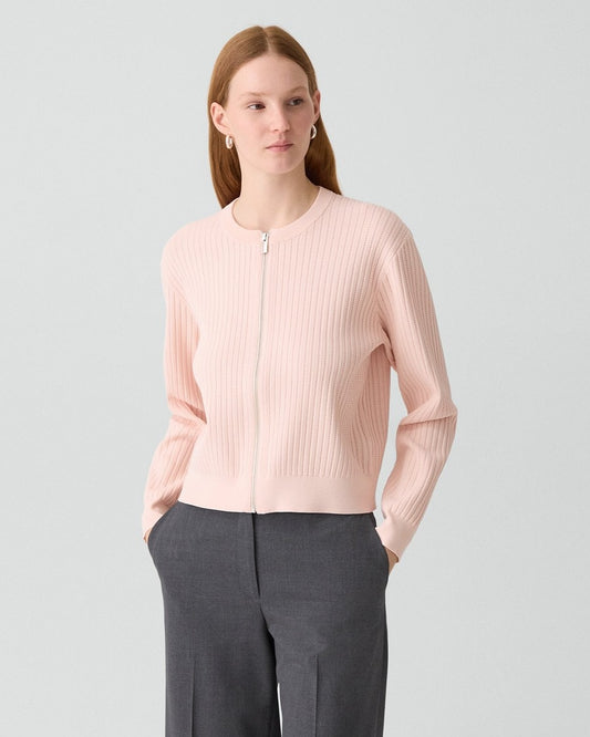 Pointelle Cardigan in Crepe Knit