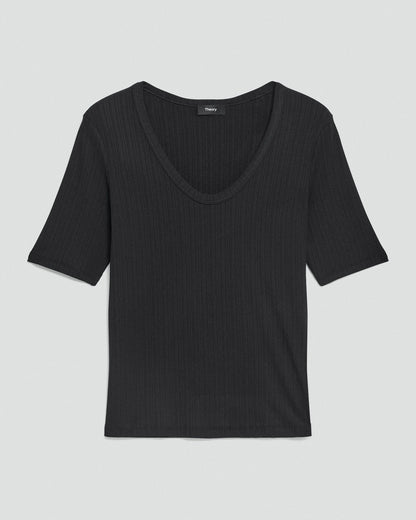 U-Neck Tee in Stretch Rib