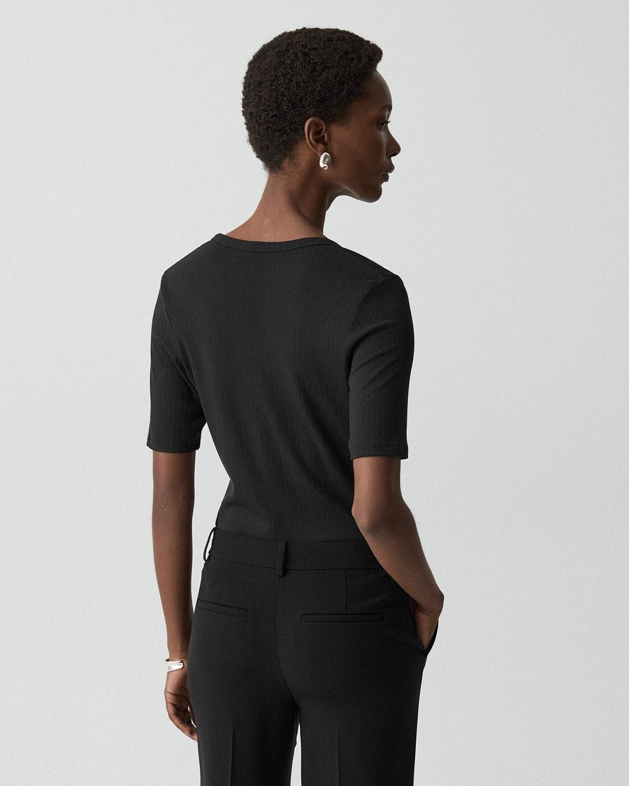 U-Neck Tee in Stretch Rib