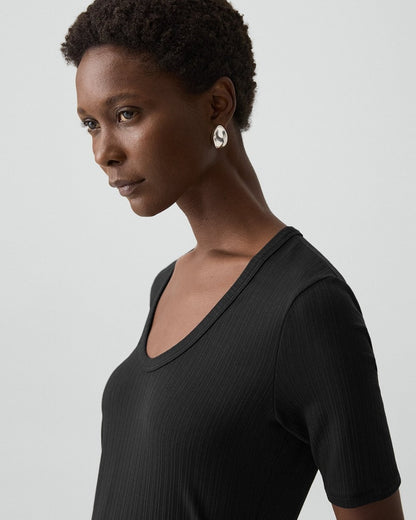 U-Neck Tee in Stretch Rib