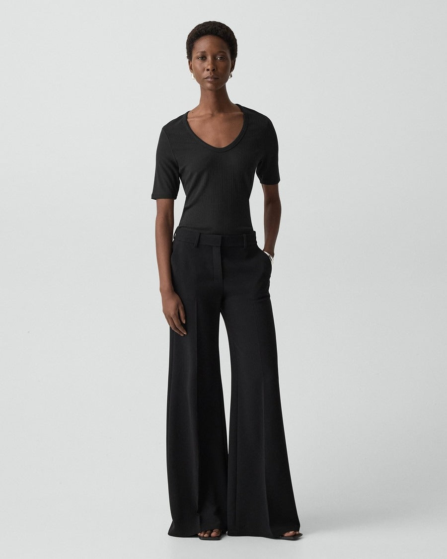 U-Neck Tee in Stretch Rib
