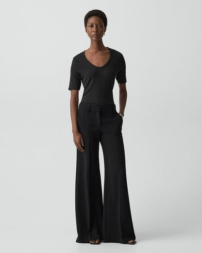 U-Neck Tee in Stretch Rib