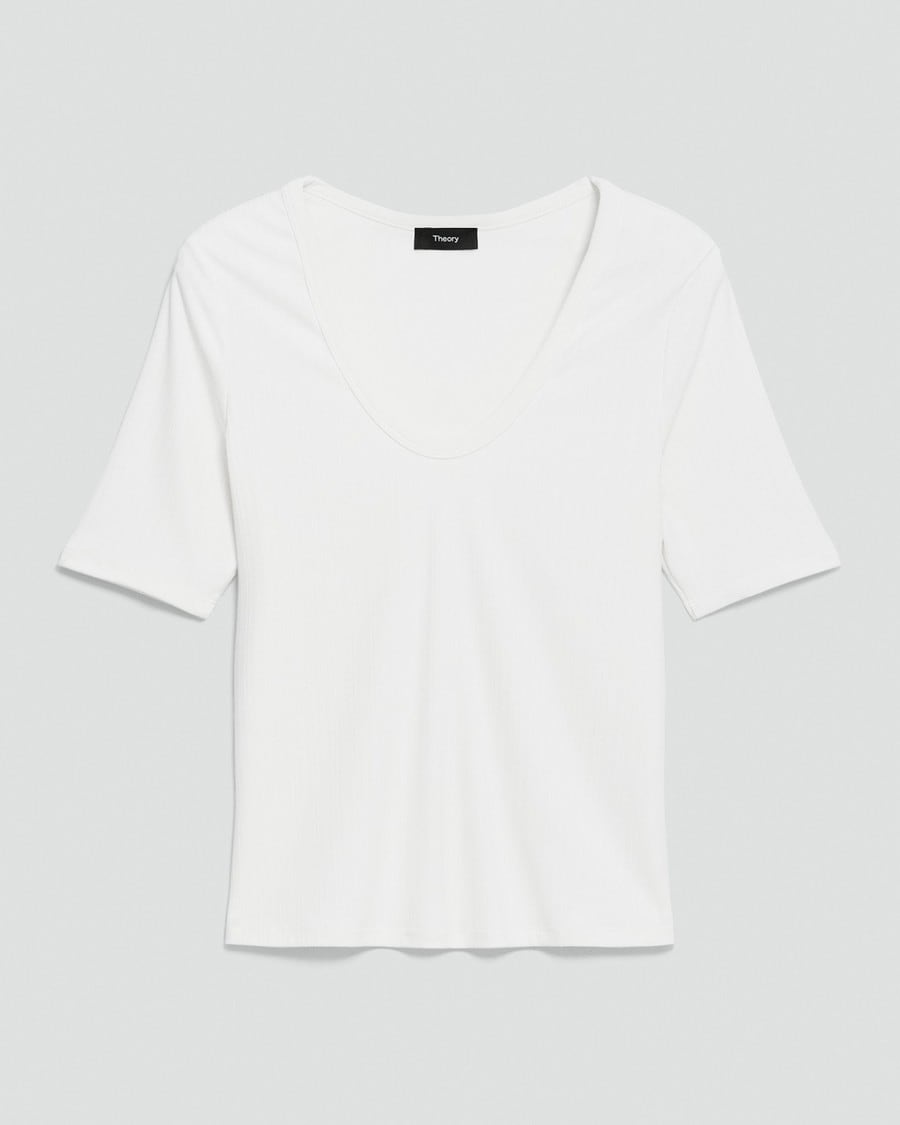 U-Neck Tee in Stretch Rib
