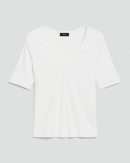 U-Neck Tee in Stretch Rib