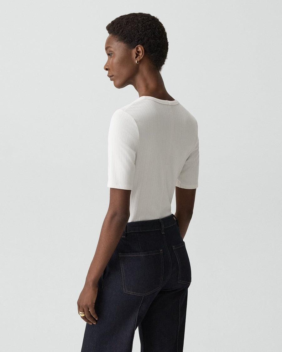 U-Neck Tee in Stretch Rib