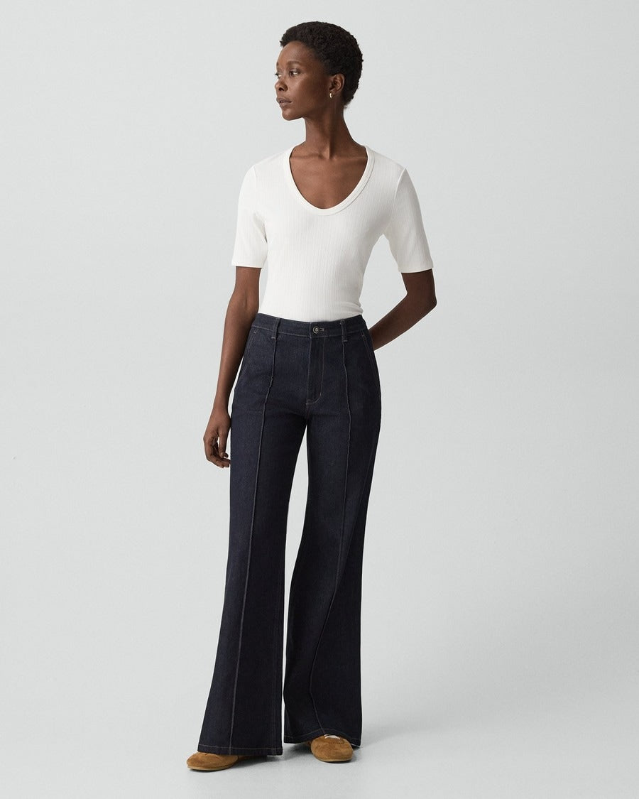 U-Neck Tee in Stretch Rib