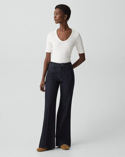 U-Neck Tee in Stretch Rib