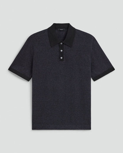 Short-Sleeve Polo Shirt in Silk Linen