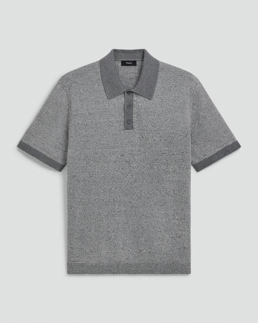 Short-Sleeve Polo Shirt in Silk Linen