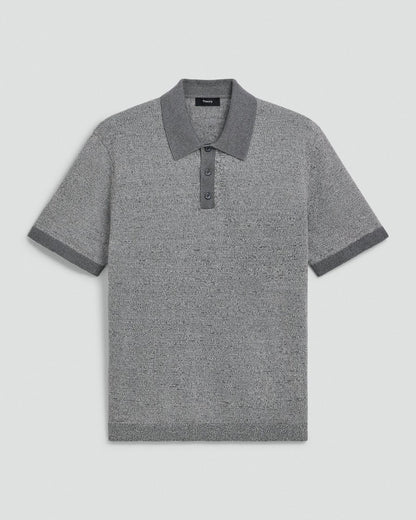 Short-Sleeve Polo Shirt in Silk Linen