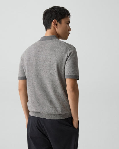 Short-Sleeve Polo Shirt in Silk Linen