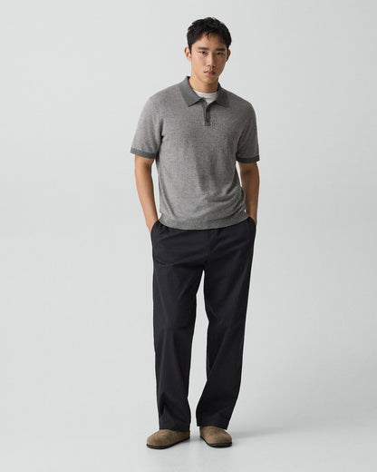 Short-Sleeve Polo Shirt in Silk Linen