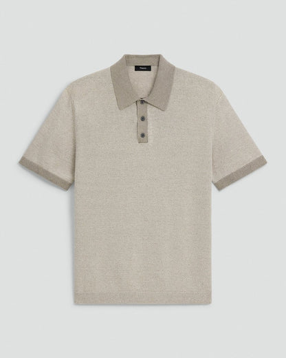 Short-Sleeve Polo Shirt in Silk Linen