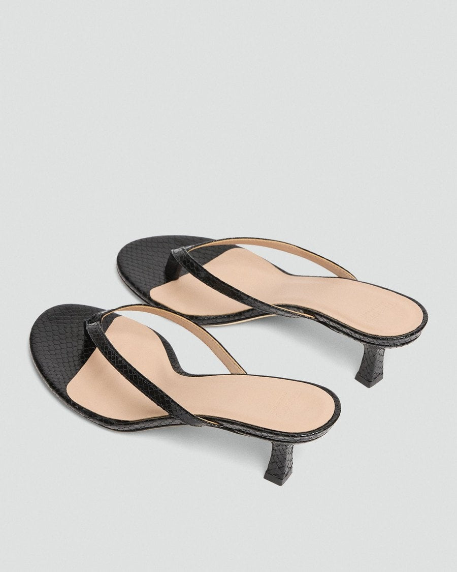 Thong Sandal in Embossed Leather