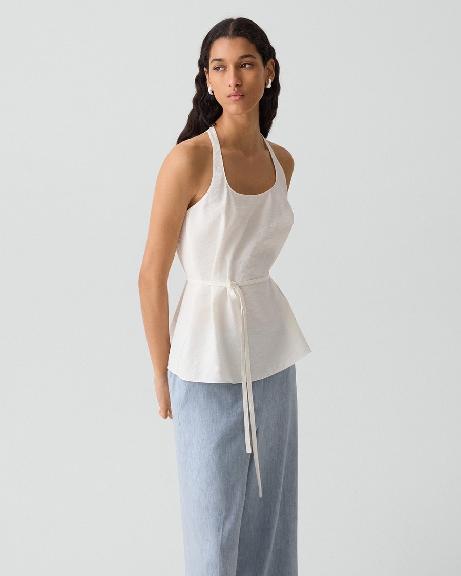 Belted Halter Top in Relaxed Silk