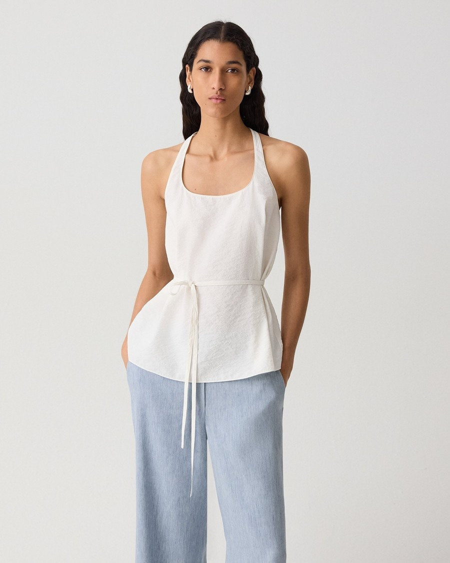 Belted Halter Top in Relaxed Silk