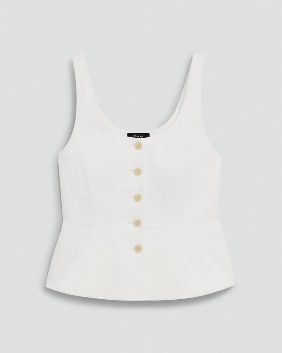 Peplum Vest in Linen-Viscose