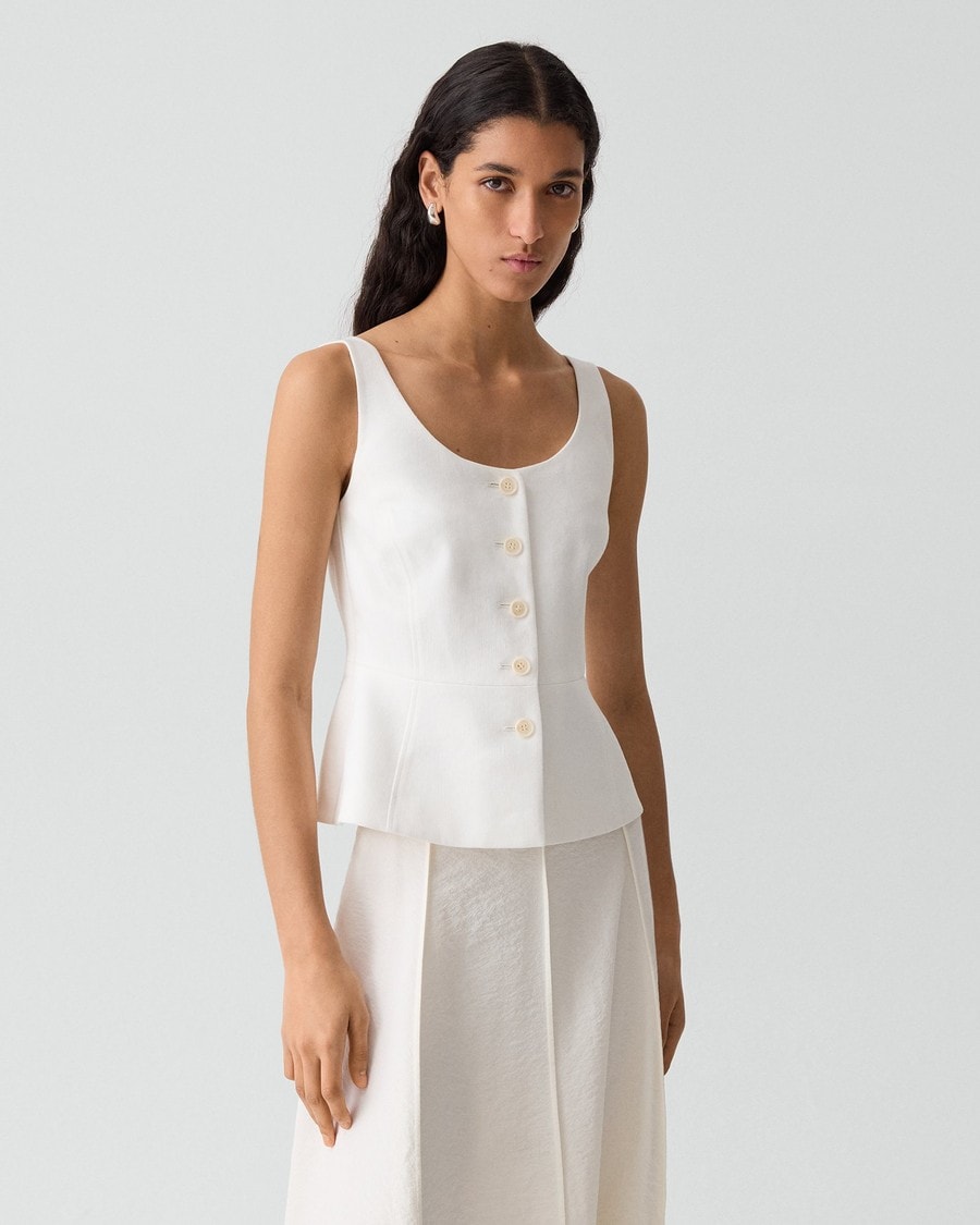 Peplum Vest in Linen-Viscose