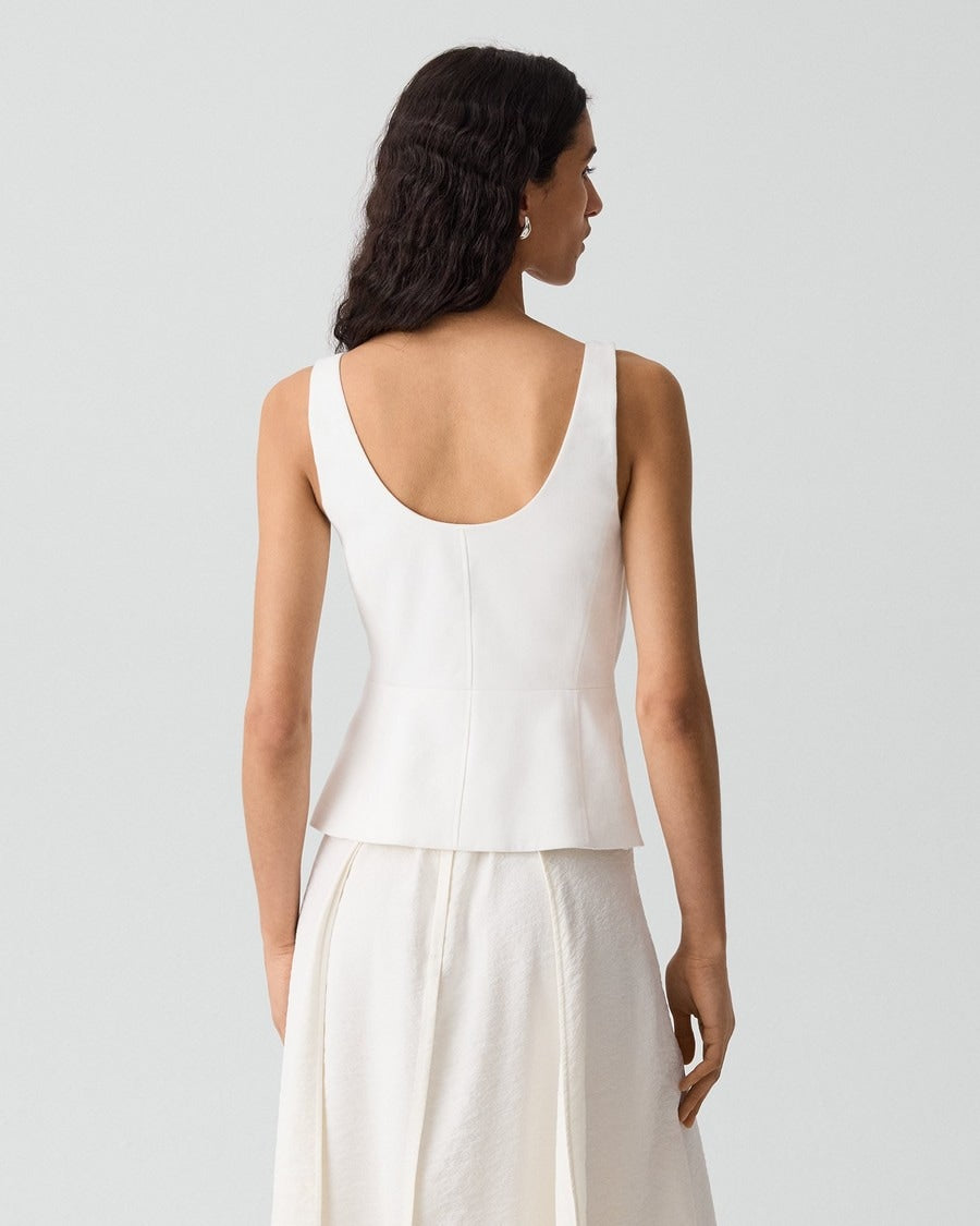 Peplum Vest in Linen-Viscose