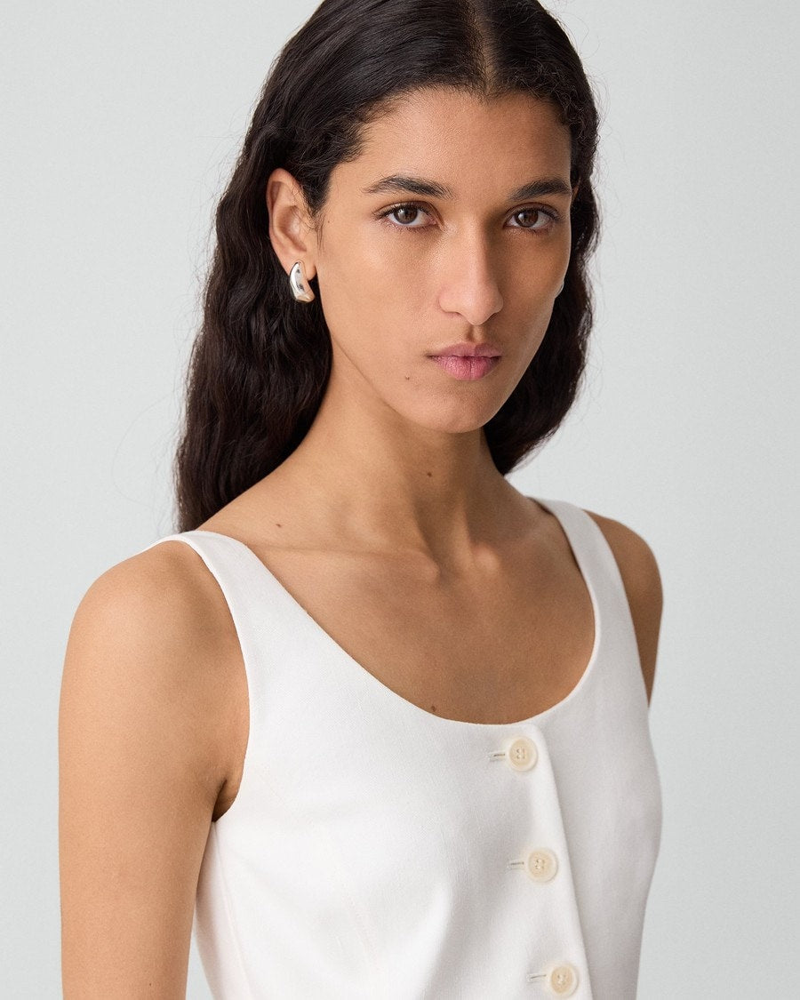 Peplum Vest in Linen-Viscose