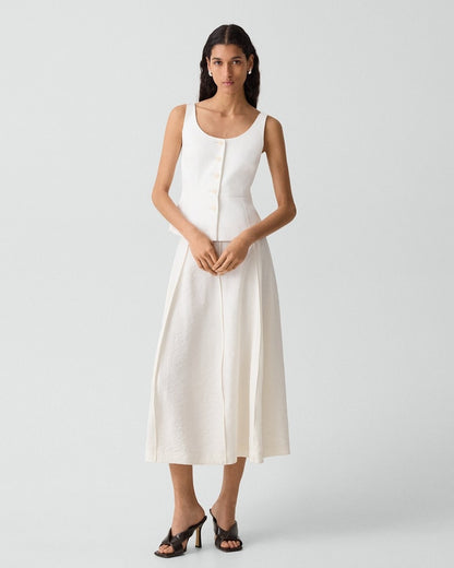Peplum Vest in Linen-Viscose
