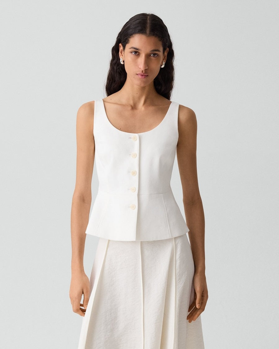 Peplum Vest in Linen-Viscose
