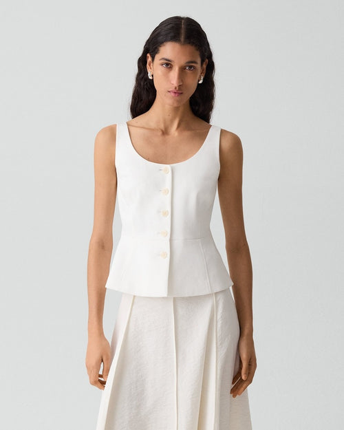 Peplum Vest in Linen-Viscose