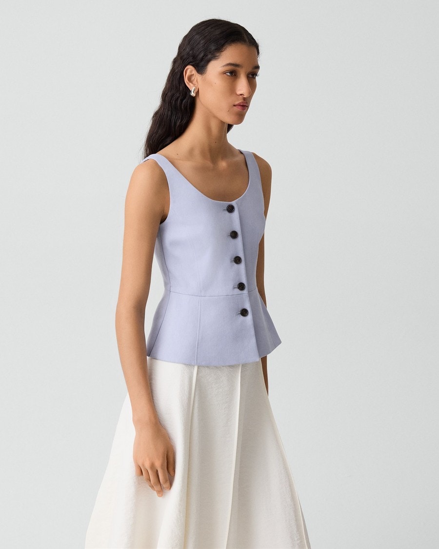 Peplum Vest in Linen-Viscose
