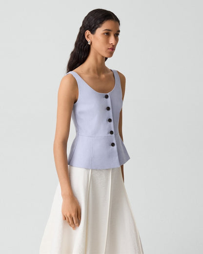 Peplum Vest in Linen-Viscose