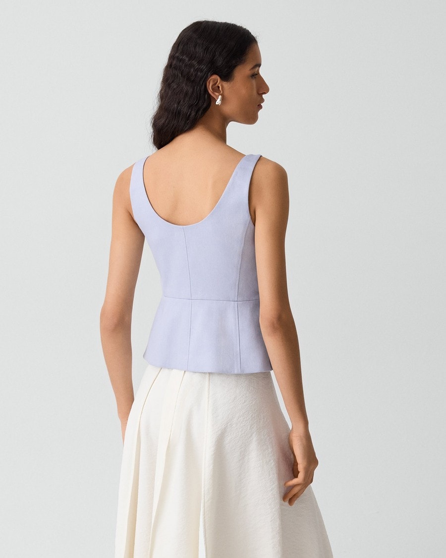 Peplum Vest in Linen-Viscose