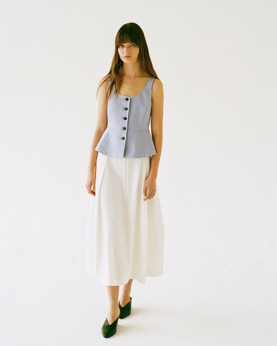 Curved Flare Skirt in Relaxed Silk