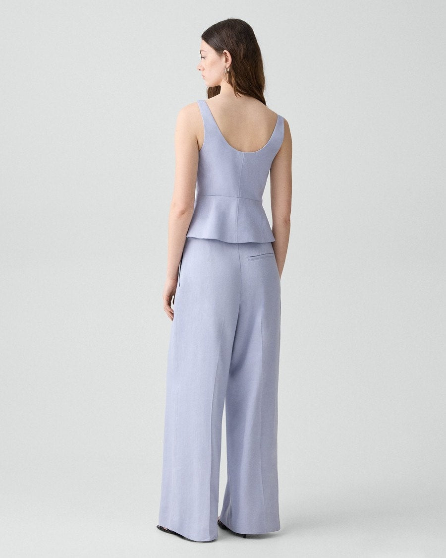 Pleated Wide-Leg Pant in Linen-Viscose