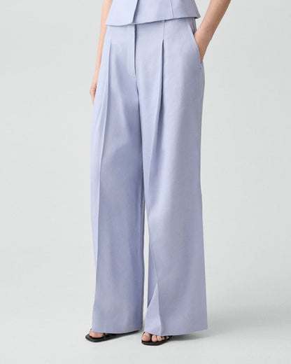 Pleated Wide-Leg Pant in Linen-Viscose