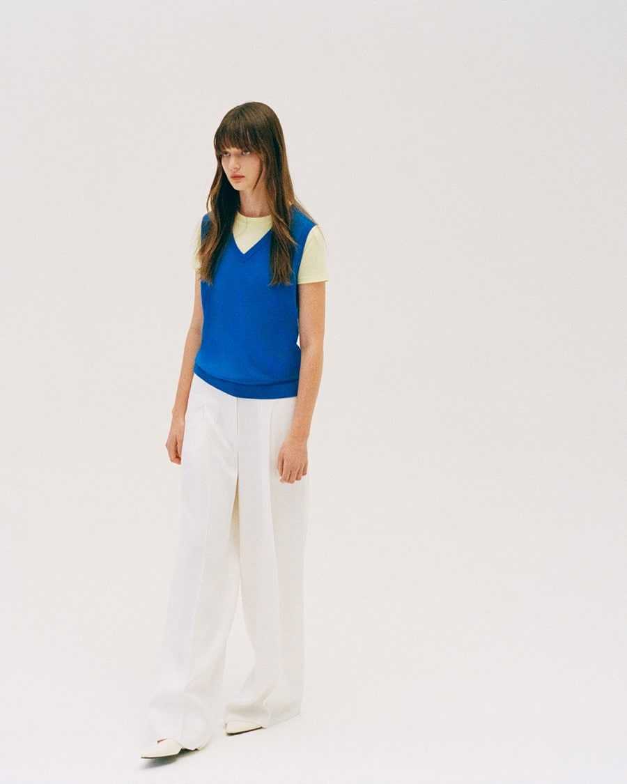 Pleated Wide-Leg Pant in Linen-Viscose