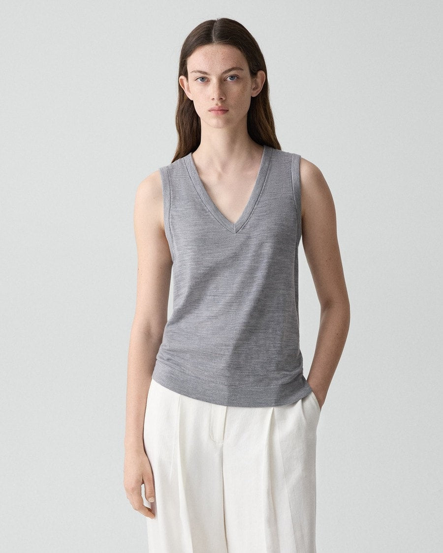 V-Neck Tank Top in Regal Wool