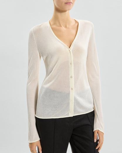 Semi-Sheer Cardigan in Lustrous Viscose