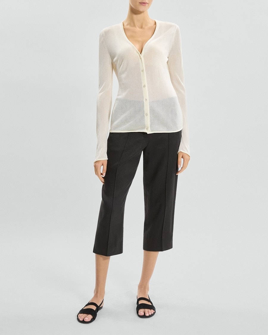 Semi-Sheer Cardigan in Lustrous Viscose