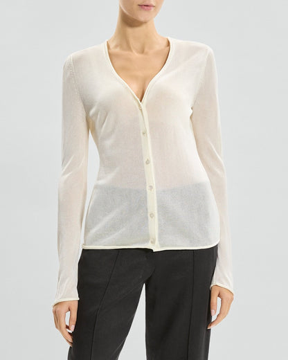 Semi-Sheer Cardigan in Lustrous Viscose