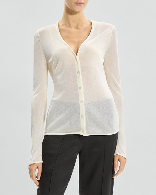 Semi-Sheer Cardigan in Lustrous Viscose