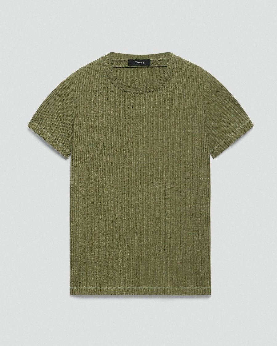 Shrunken Crewneck Tee in Ribbed Cotton-Blend